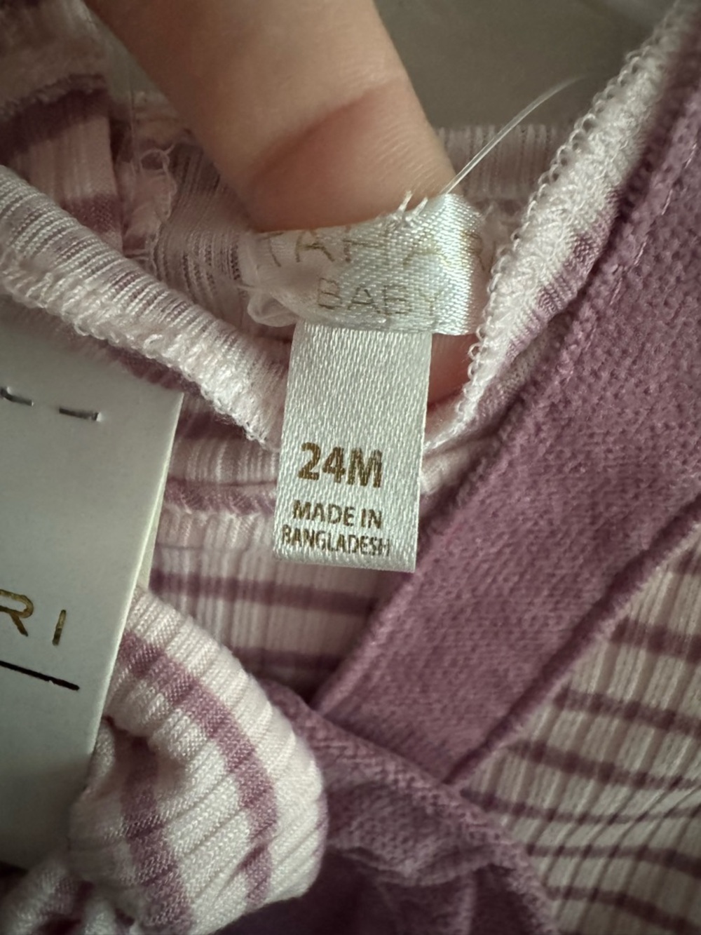 Tahari Baby Mauve Pinafore Dress with Striped Top - Picture 3 of 5